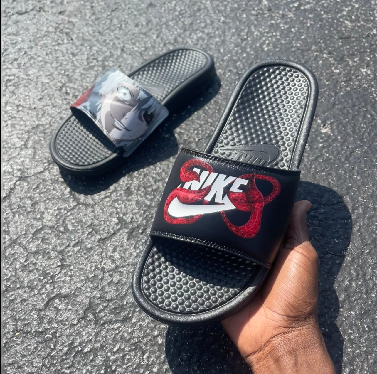 Ken Kaneki Custom Nike Slides V1 10M (1 of 1)